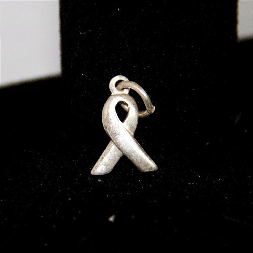 Sterling Silver Breast Cancer Awareness Ribbon Charm Pendant‎ 925 Hallmark - Picture 4 of 8